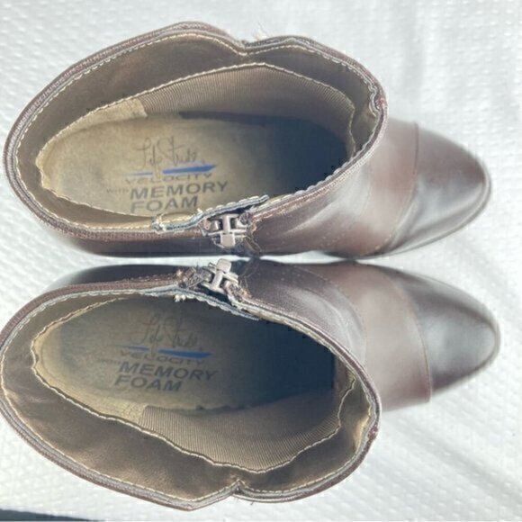 Life Stride Ankle Boots Womens Size 7 Brown Two Tone Velocity Flex Block Heels - Picture 7 of 11